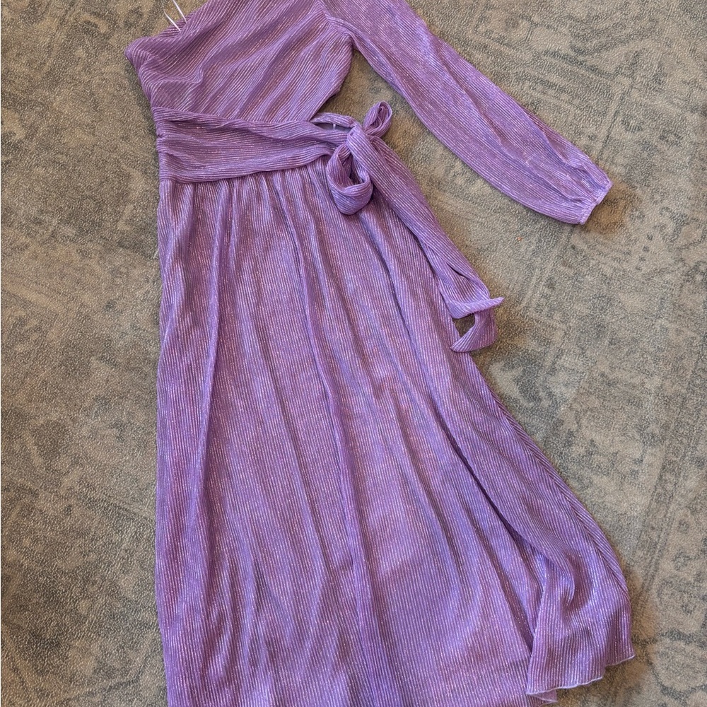 Lavender Purple Long Sleeve Wrap Maxi Dress